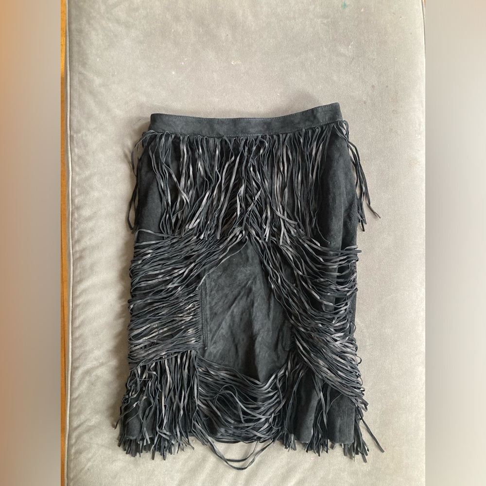 Gucci Fringed Black Skirt